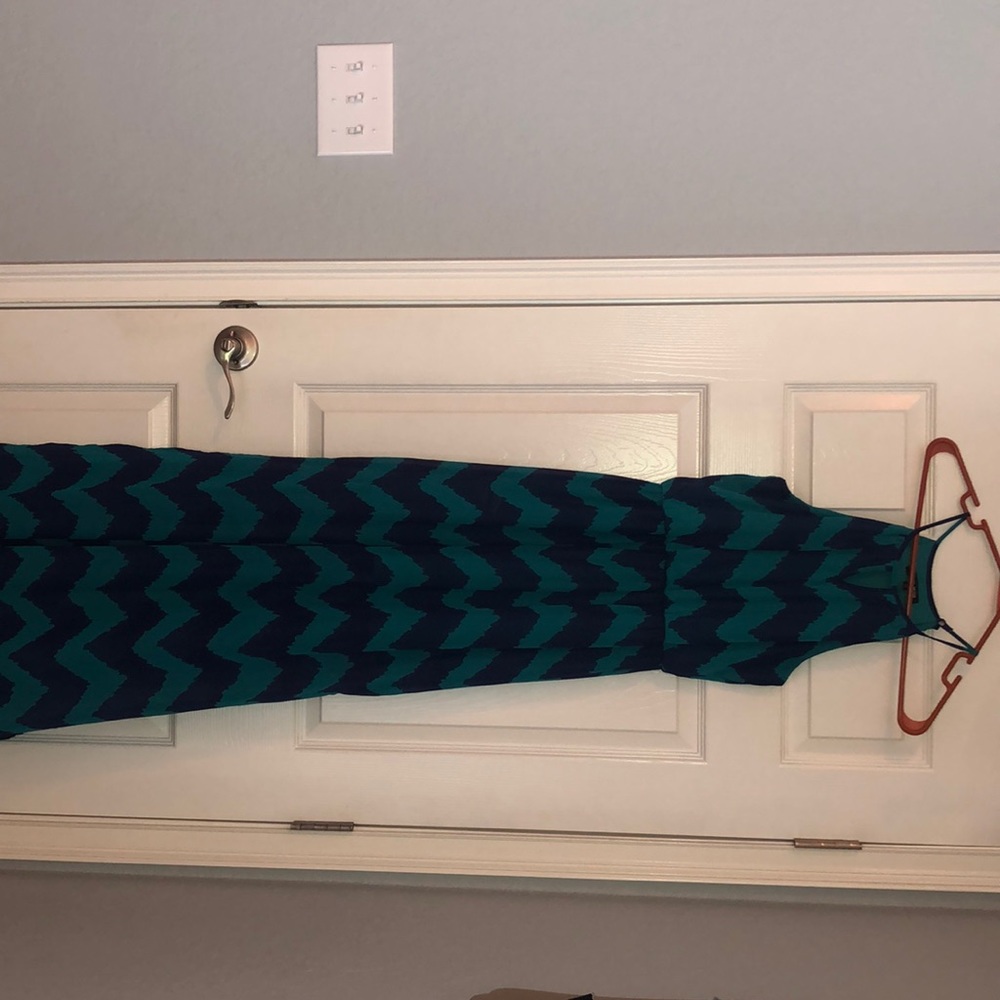 Blue chevron maxi dress